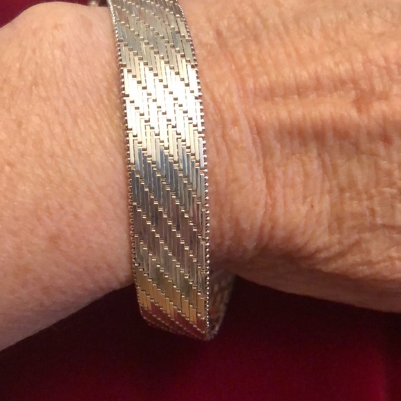 Vintage IBB Sterling Silver Wide Woven Bracelet - Picture 14 of 15